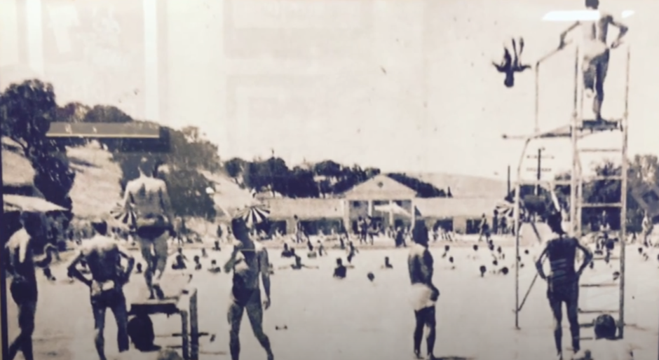 1940s photo of a pool for soldiers training at Camp Roberts In CA